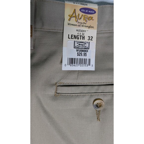 Aura Women Pants size 4/32 (30/29) Slacks Work Ride Khaki 3  Pockets NWT (262) - Picture 3 of 4